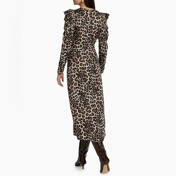 Farm Rio Leopard V-Neck Midi Women's Dress  Small - Picture 5 of 9